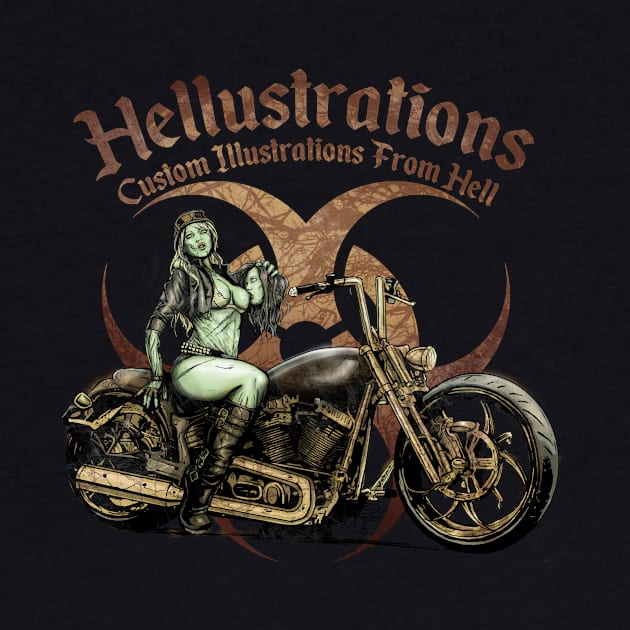 The Zombie Biker Pin Up Girl by Hellustrations